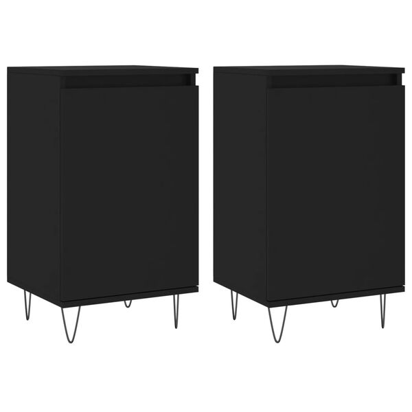 vidaXL Sideboards 2 pcs Black 40x35x70 cm Engineered Wood