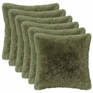 vidaXL Cushion Cover 6 pcs HEERLEN Green 30 x 30 cm PV Fleece