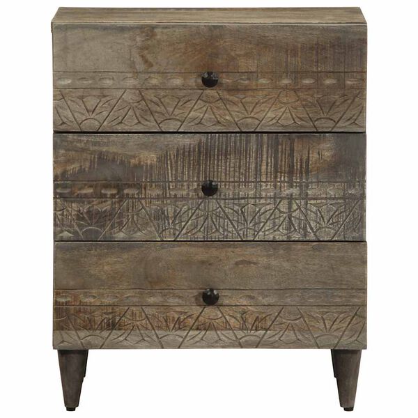 vidaXL Bedside Cabinet Light Grey 50x33x60 cm Solid Wood Mango