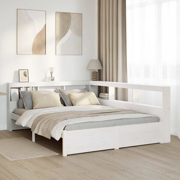 vidaXL Bookcase Bed without Mattress White 150x200 cm Solid Wood Pine