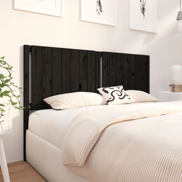 vidaXL Bed Headboard Black 165.5x4x100 cm Solid Wood Pine
