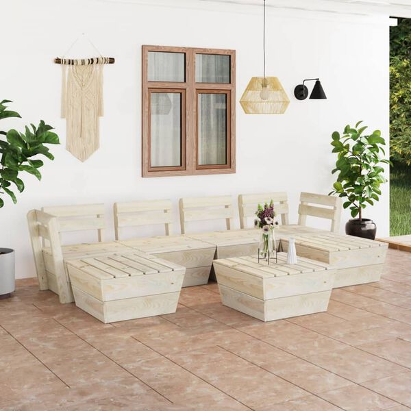 vidaXL 7 Piece Garden Pallet Lounge Set Impregnated Spruce Wood