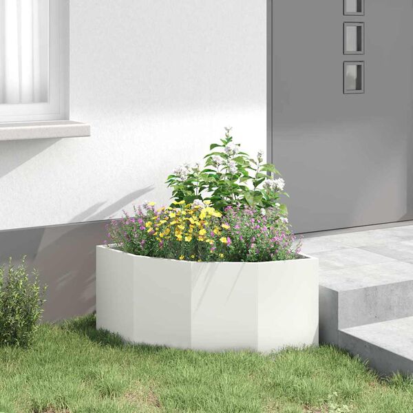 vidaXL Corner Planter White 60 x 60 x 35 cm Steel