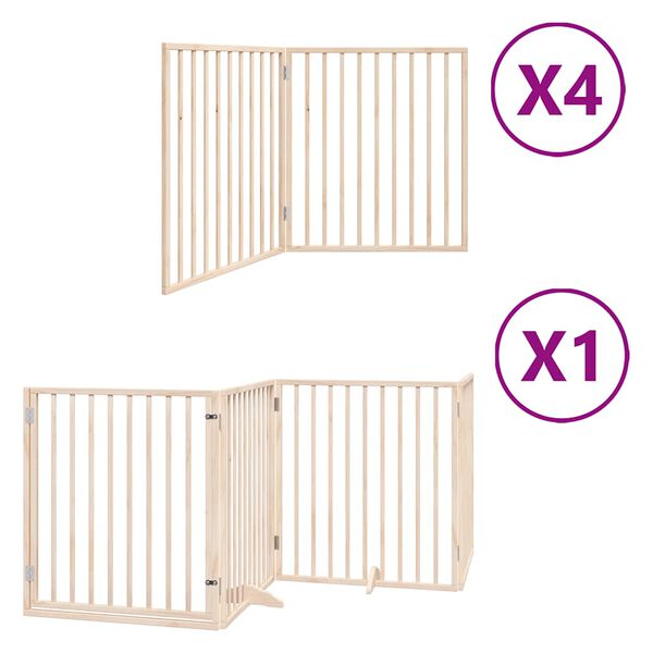 vidaXL Dog Gate with Door Foldable 12 Panels 960 cm Poplar Wood
