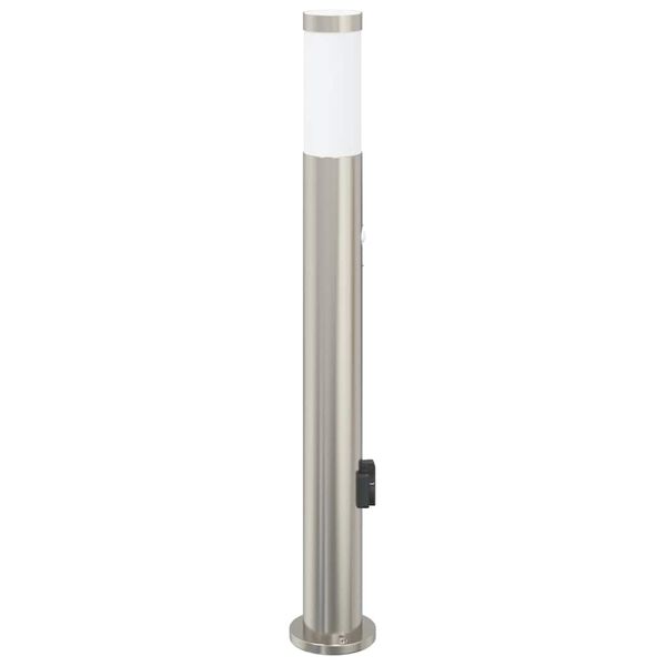 vidaXL Bollard Light with Sensor&Outlet 80 cm Stainless Steel IP44