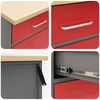 vidaXL Work Cabinet with Drawer 3 pcs Red and Grey 150 x 55 x 85 cm