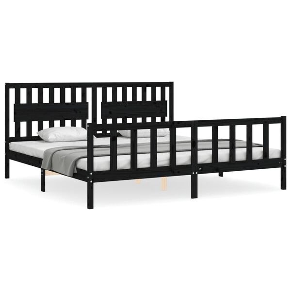 vidaXL Bed Frame without Mattress Black 200x200 cm Solid Wood Pine
