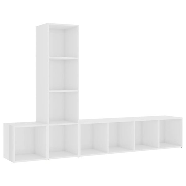 vidaXL 3 Piece TV Cabinet Set High Gloss White Engineered Wood