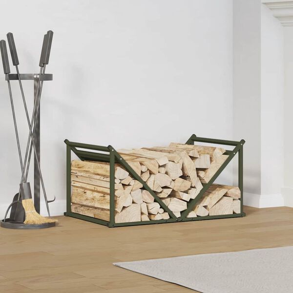 vidaXL Firewood Rack Olive Green 70x43x34.5 cm Cold-rolled steel