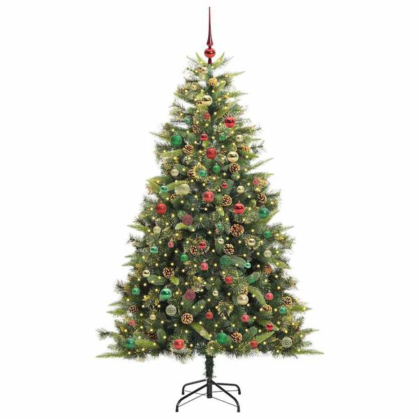 vidaXL Artificial Hinged Christmas Tree with Cones Green 240 cm