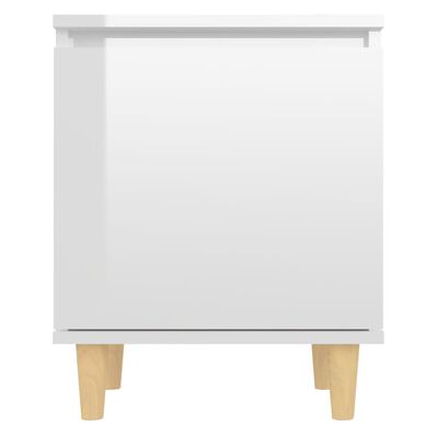 vidaXL Bed Cabinets Solid Wood Legs 2 pcs High Gloss White 40x30x50 cm