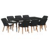 vidaXL Garden Dining Set with Cushion 9 pcs Black Poly Rattan