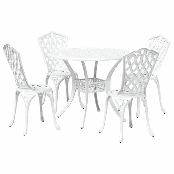 vidaXL Garden Dining Set 5 pcs White Aluminium