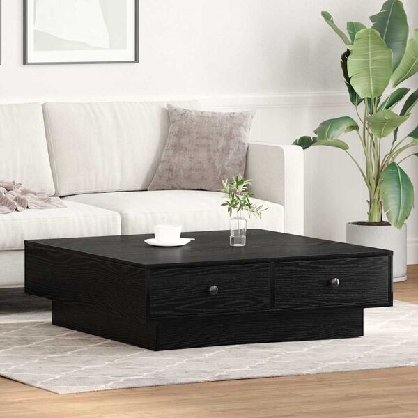 vidaXL Coffee Table Black Oak 90 x 90 x 28 cm Engineered Wood