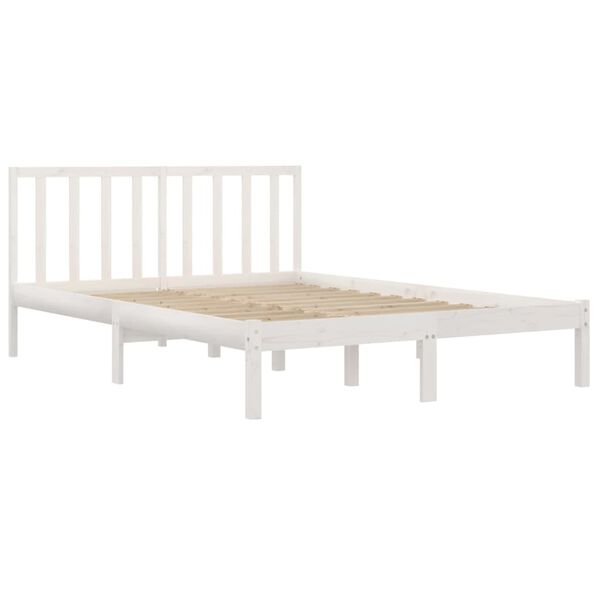 vidaXL Bed Frame without Mattress White Solid Wood Pine 120x190 cm Small Double