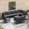vidaXL Garden Sofa Set with Cushion 10 pcs Black Aluminium