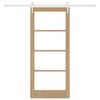 vidaXL Sliding Door Natural 86 x 198.5 cm Solid Pine Wood and Glass