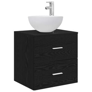 vidaXL Wall-Mounted Sink Vanity Black Oak 49.5 x 41 x 64.5 cm