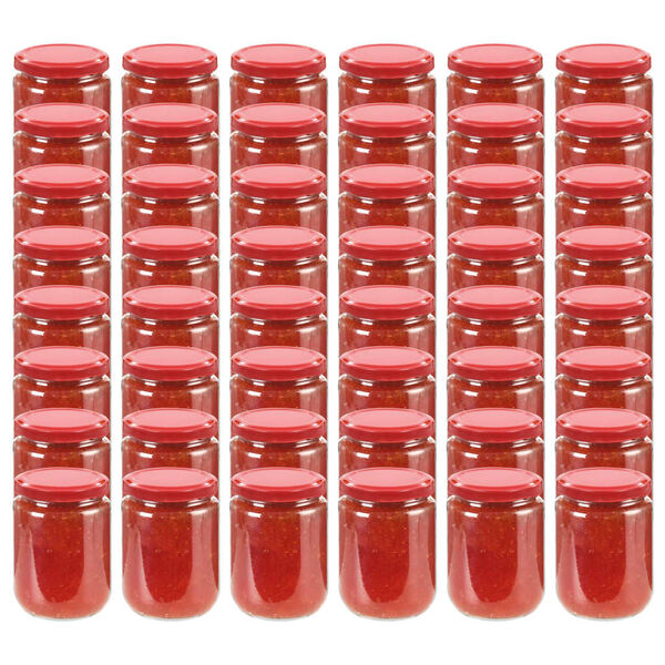 vidaXL Glass Jam Jars with Red Lid 48 pcs 230 ml