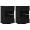 vidaXL Wall Cabinets with LED Lights for TV 2 pcs Black 40x30x60.5 cm