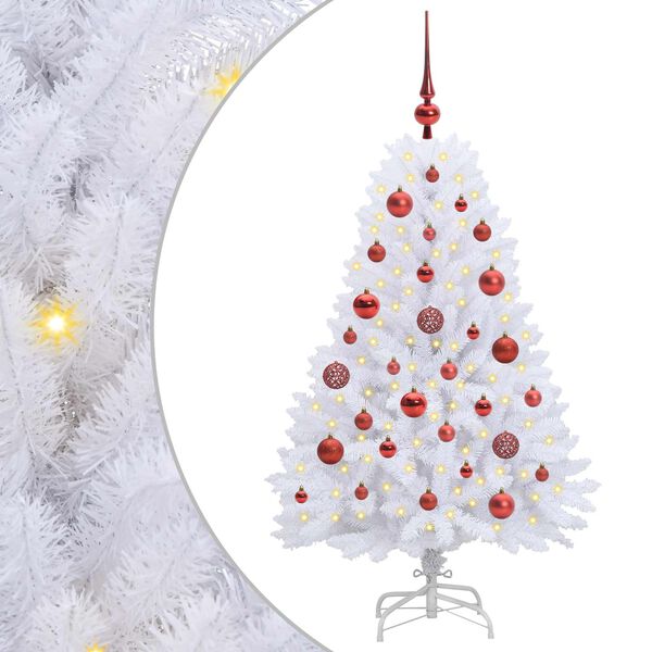 vidaXL Artificial Hinged Christmas Tree White 120 cm PVC and Steel