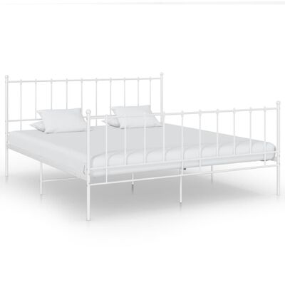 vidaXL Bed Frame White Metal 140x200 cm