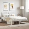 vidaXL Metal Bed Frame without Mattress with Headboard White 140x190cm
