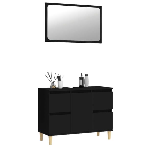 vidaXL 2 Piece Bathroom Furniture Set Black Engineered Wood