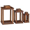 vidaXL Lantern 3 pcs Natural Mahogany Wood