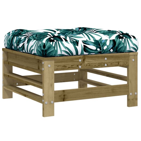 vidaXL Garden Footstool with Cushion Impregnated Wood Pine
