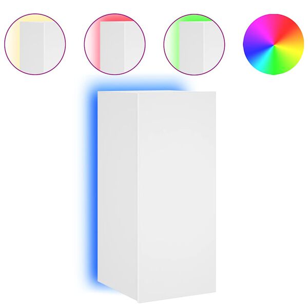 vidaXL TV Wall Cabinet with LED Lights White 30.5x35x70 cm