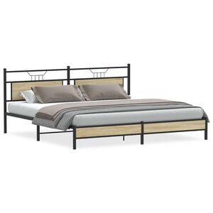 vidaXL Metal Bed Frame without Mattress Sonoma Oak 193x201 cm