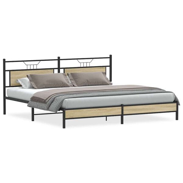 vidaXL Metal Bed Frame without Mattress Sonoma Oak 193x201 cm