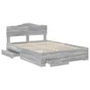 vidaXL Bed Frame with Drawer Grey Sonoma 140 x 190 cm Engineered Wood