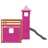 vidaXL Bunk Bed without Mattress with Slide and Curtains Pink 80x200 cm