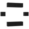 vidaXL TV Cabinet Set Wall-mounted 6 pcs Black Oak Engineered Wood