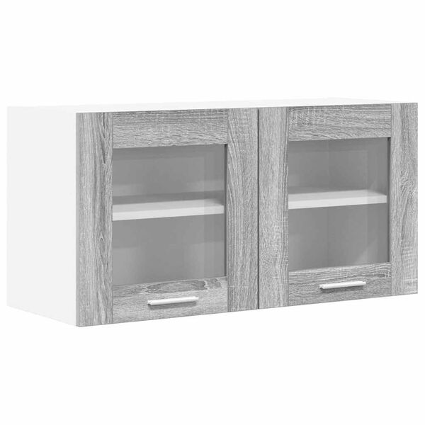 vidaXL Hanging Cabinet with Door Grey Sonoma and White 80 x 31 x 40 cm