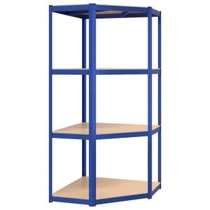 vidaXL 4-Layer Corner Shelf Blue Steel&Engineered Wood
