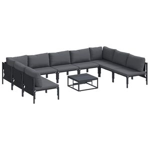 vidaXL Garden Sofa Set 10 pcs Black Steel