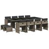 vidaXL 13 Piece Garden Dining Set with Cushions Grey Poly Rattan