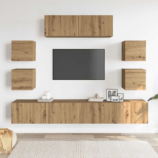 vidaXL 7 Piece TV Cabinet Set Wall-mounted Artisan Oak Engineered Wood