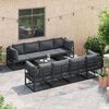 vidaXL Garden Sofa Set with Cushion 9 pcs Black Steel