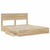 vidaXL Storage Bed with Drawer Sonoma Oak 180 x 200 cm Engineered Wood