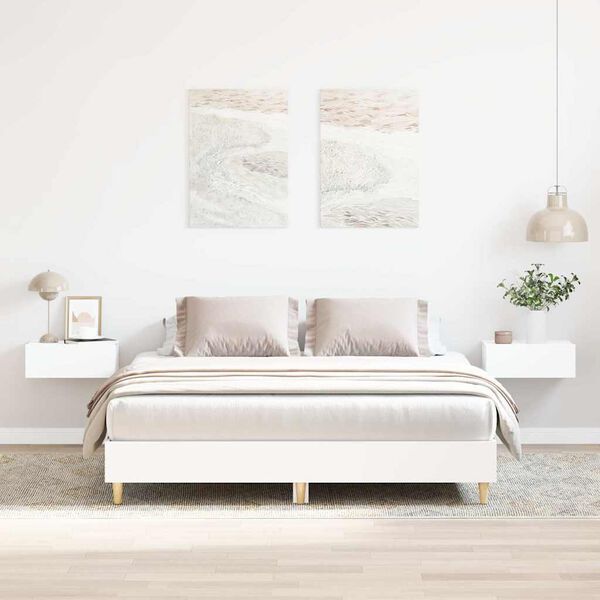 vidaXL Bed Frame No Mattress White 140x200 cm Engineered Wood