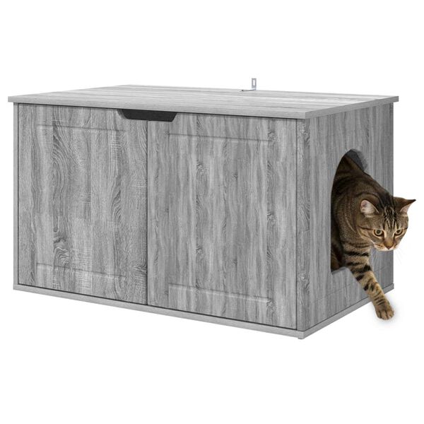 vidaXL Cat House Grey Sonoma 85 x 55 x 50.5 cm Engineered Wood