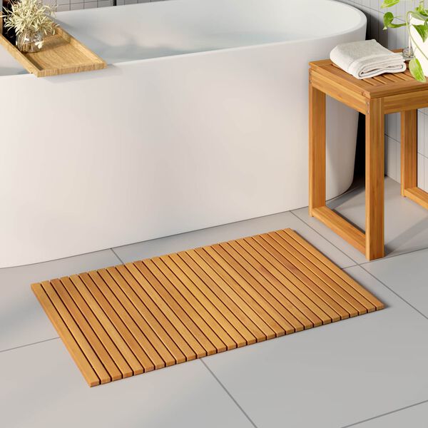 vidaXL Bath Mat Plain Brown 80 x 50 cm Wood