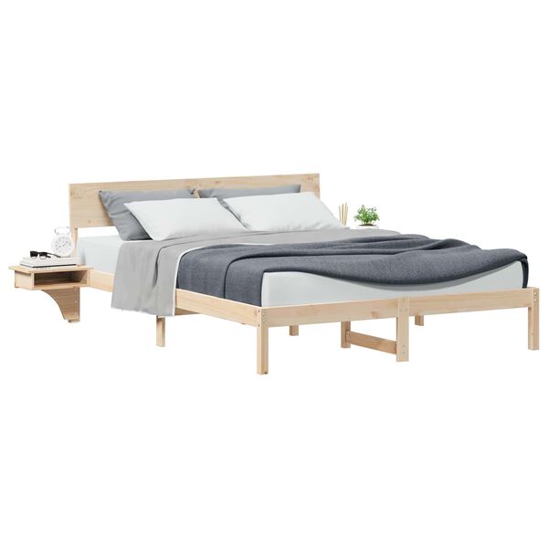 vidaXL Bed Frame with Headboard Brown 160 x 200 cm Solid Pine Wood