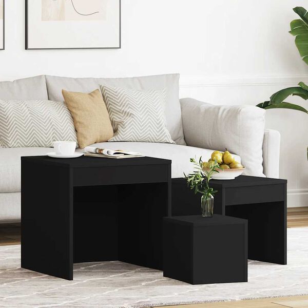vidaXL Nesting Tables 3 pcs Black Engineered Wood