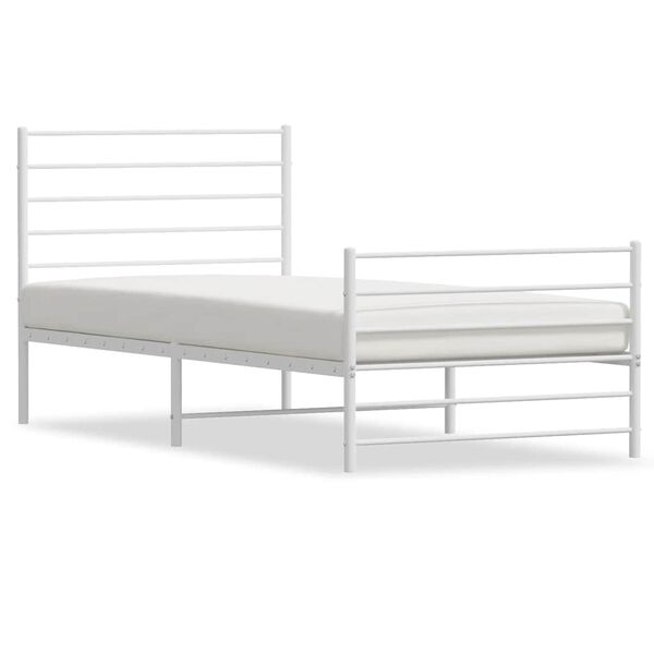 vidaXL Metal Bed Frame without Mattress with Footboard White 100x200cm