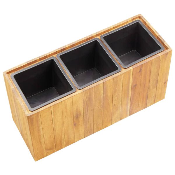 vidaXL Garden Raised Bed with 3 Pots Solid Acacia Wood
